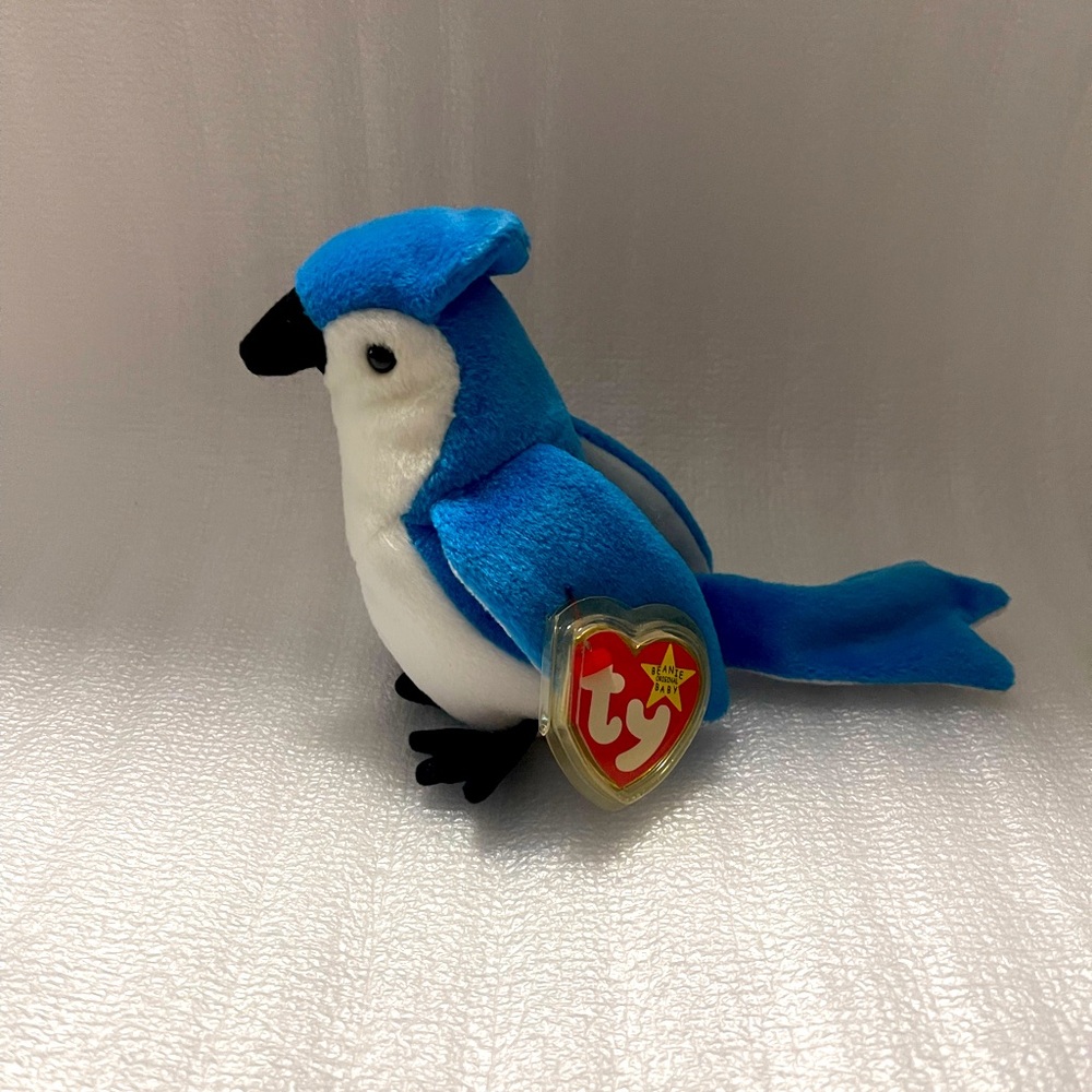 Ty Beanie Baby “Rocket” the Blue Jay – Rare Tag Errors & Vivid Color 🐦